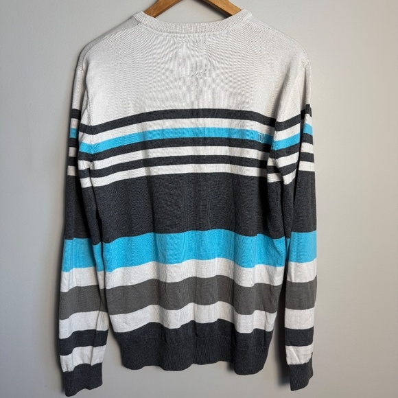 FOX Men's Long Sleeve Lightweight Striped Sweater Blue/Gray Size Large Outdoor - Picture 5 of 13